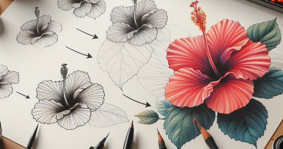 Botanical Hibiscus Flower Drawing, Hibiscus Flower Vector Art, Hibiscus  Flower Pencil | chapalapmc.com